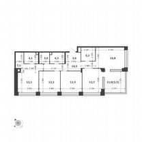 4-к. квартира, 107,2 м², 2/13 эт.