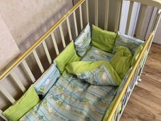 Детская кроватка бу с матрасом и чехлом Аскона