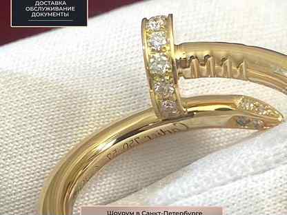 Кольцо Cartier Juste un Clou средняя модель желтое золото 585 проба 22 шт. бриллиант 0.2152 карат
