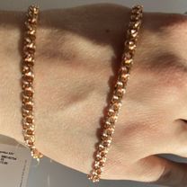 Серебряная цепь бисмарк с напылением